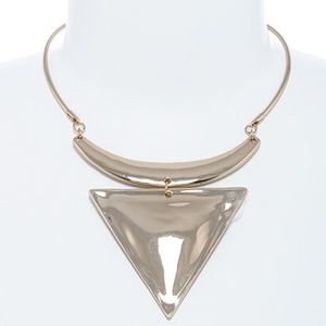 Geometric Polished Triangle Necklace  w/Earrings